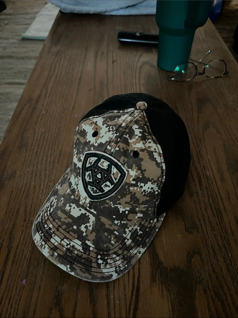 Ariat Digi Camouflage Baseball Cap with Embroidered Patch - Black & Brown